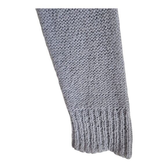 J. CREW Women's XS Dolce Sweater Mohair Wool Blend Gray Fluffy Shawl Collar 36" - Picture 5 of 7